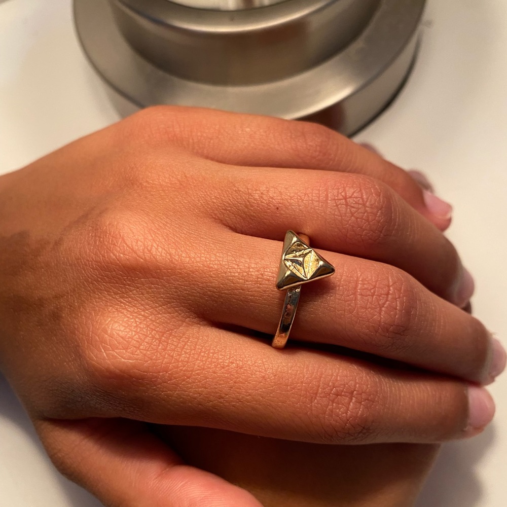 gold 3D triangle ring